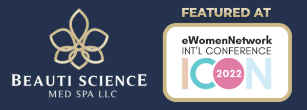 A logo for the eworld conference and an image of a badge.